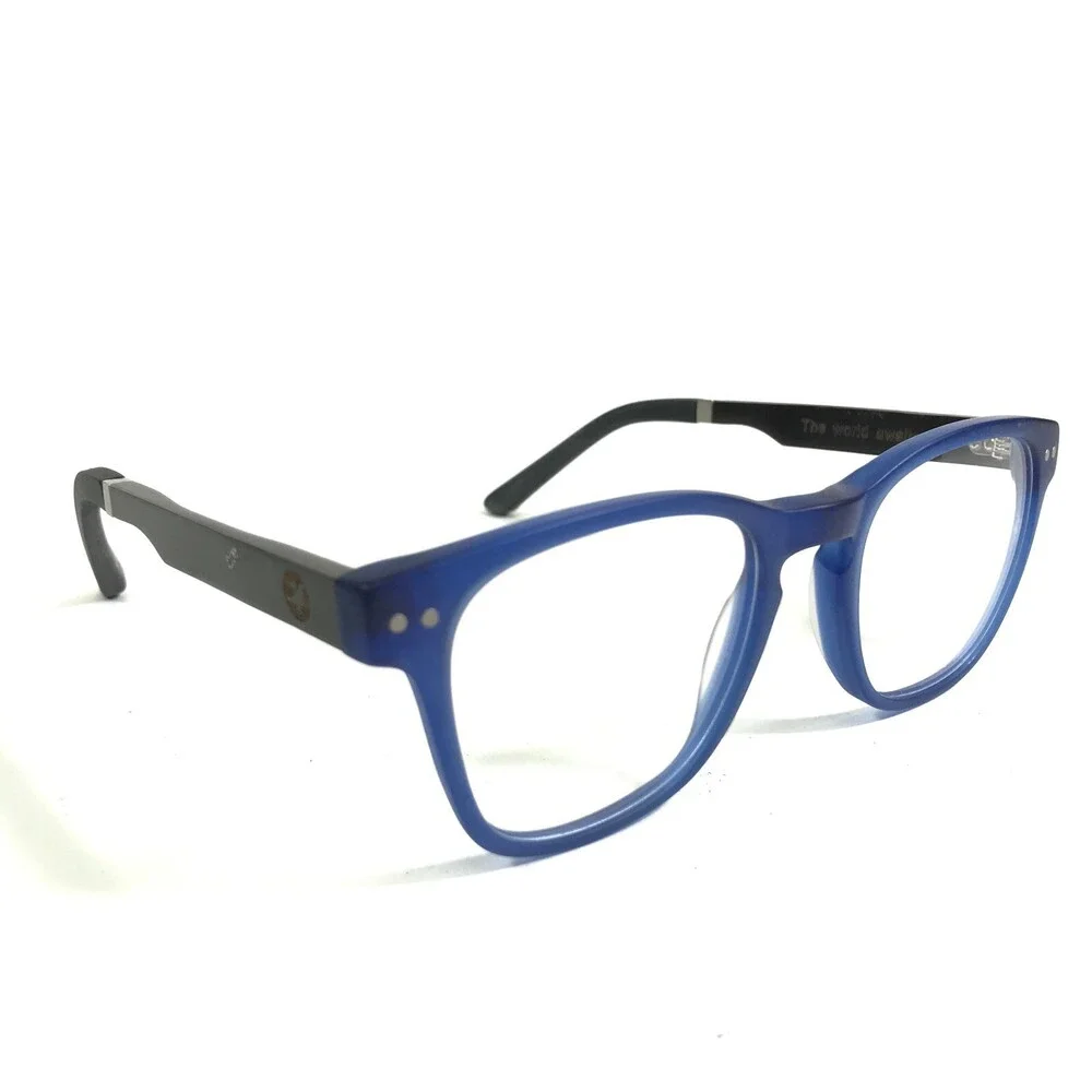 Proof Foster Eyeglasses Frames The World Awaits Brown Blue w/ Clip On Lenses